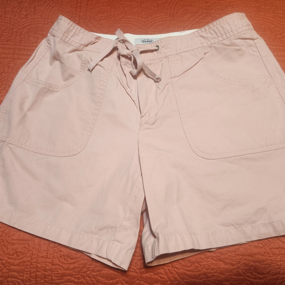 Old Navy Dusty Pink Cargo Shorts Drawstring Waist & Zipper